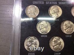 1942-1945 Complete Uncirculated Set Silver War Time Nickels 11 Coins Set in Case