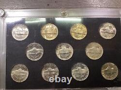 1942-1945 Complete Uncirculated Set Silver War Time Nickels 11 Coins Set in Case