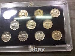 1942-1945 Complete Uncirculated Set Silver War Time Nickels 11 Coins Set in Case