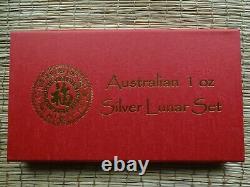 1999-2010 Perth Mint Silver 1oz. Lunar Series 1 Complete Set WithPerth Mint Case