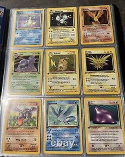 1st Edition Fossil Set Complete 62/62 NM Pokemon Cards In Charmander Binder