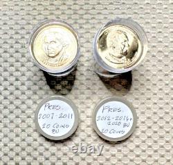 2007-2016 & 2020 Bush COMPLETE 40 Coins US Presidential Dollar Set BU