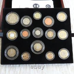 2014 UK ROYAL MINT 14 COIN PREMIUM PROOF COIN SET WITH QUEEN ANNE £5 complete