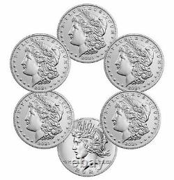 2021 US Mint Morgan & Peace Silver Dollar Complete 6 Coin Set CC O D S P & Peace