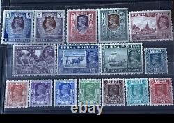 Burma Stamps Scott 51-65 1938 KG VI Mint Very Fine Complete Set