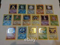 COMPLETE Base Set Holo Lot 16/16 Pokemon Cards / Charizard 4/102 NM-LP Authentic