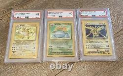 COMPLETE Holo Base Set Unlimited 1999 PSA 9 Graded Pokemon Cards 1-16