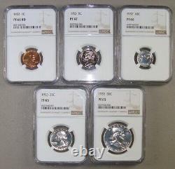 Complete 1953 Proof Set NGC PR65 to PR67