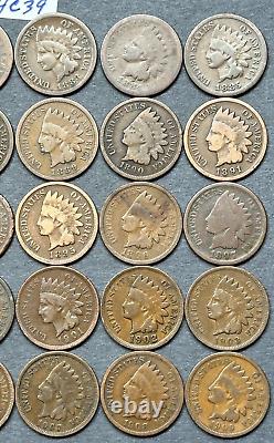 Complete Indian Head Penny Set of 30 DIFFERENT Pennies dated 1880 to 1909 #HC39