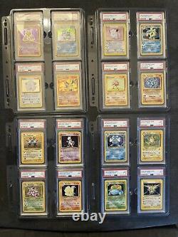 Complete PSA 9 Mint Base Set Unlimited Pokémon Holos 16/16 Charizard