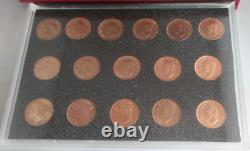 Complete Set Of Farthings George VI 1937-1952 Unc 16 Coin Set In R/mint Red Book