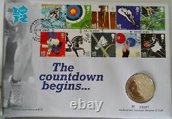 Complete Set Royal Mint £5 Olympic Stamp & Coin Covers Countdown To London 2012