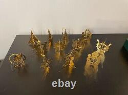 Complete Set of 12 Danbury Mint Gold Christmas Ornament Collection 1979