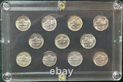 Complete Set of BU Wartime 35% Silver Nickels in Hard Plastic Holder 1942-1945