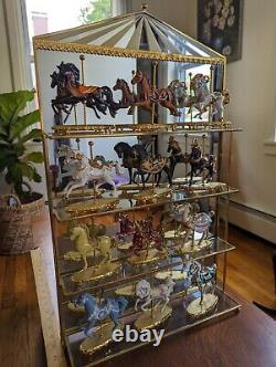 Franklin Mint World Of Carousel Horses Complete Set 1996 With Mirrored Stand