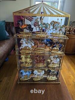 Franklin Mint World Of Carousel Horses Complete Set 1996 With Mirrored Stand