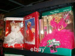 Lot of 1988 1998 Happy Holiday Barbies Complete Set FREE SHIPPING