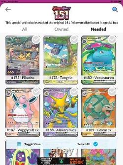 Pokémon 151 Scarlet & Violet Near 96% Part Complete Master Set, 11 Cards To Go