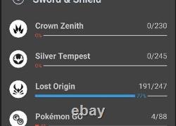 Pokémon TCG Lost Origin Set 77% Complete 191/247 Cards Binder Included