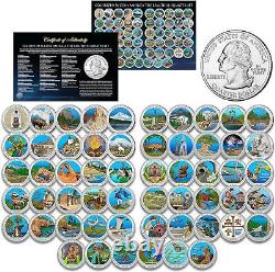 Quarters Colorized 56Coin Complete Set 2010 Thru 2021 Certificate and Capsules