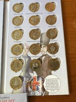 Royal mint 2 pound coin hunt Album and complete set of Coins and Completer Medal