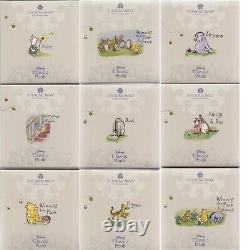 Silver Proof 50p Coins Winnie the Pooh & Friends Complete Set 9x Royal Mint