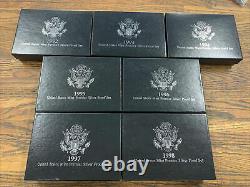 United States Mint 1992-1998 Silver Premier Proof Sets Complete Set Of 7 Sets