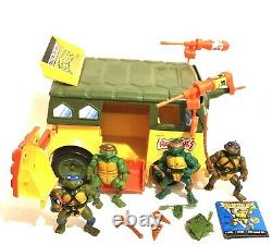 Vtg 1989 Playmates TMNT Party Wagon Van Complete Weapons Lot Set Turtle Rare