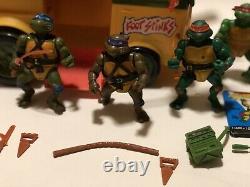 Vtg 1989 Playmates TMNT Party Wagon Van Complete Weapons Lot Set Turtle Rare